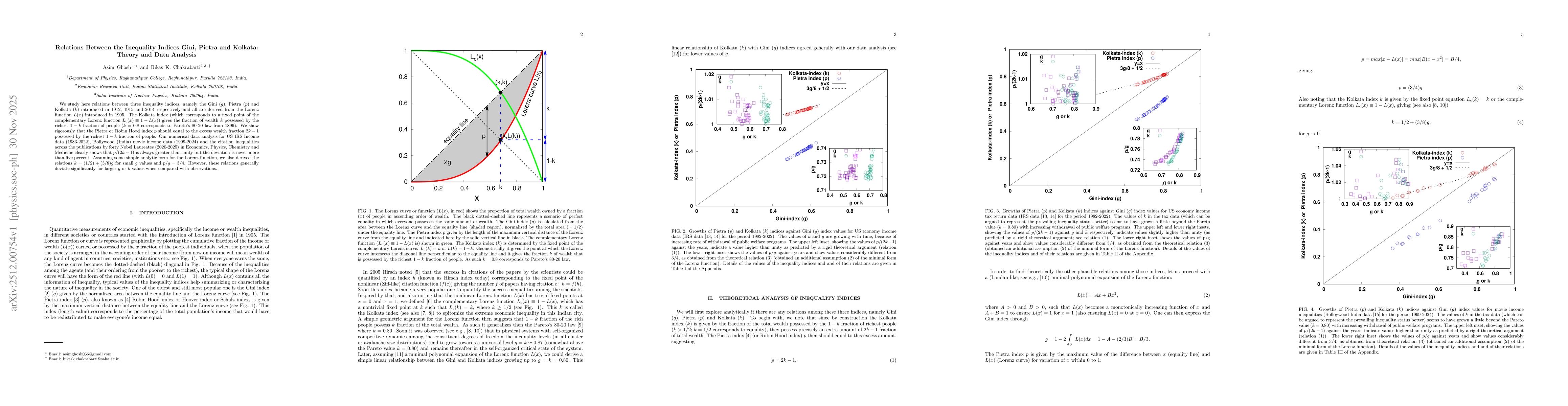 Thumbnail for Relations Between the Inequality Indices Gini, Pietra and Kolkata: Theory and Data Analysis