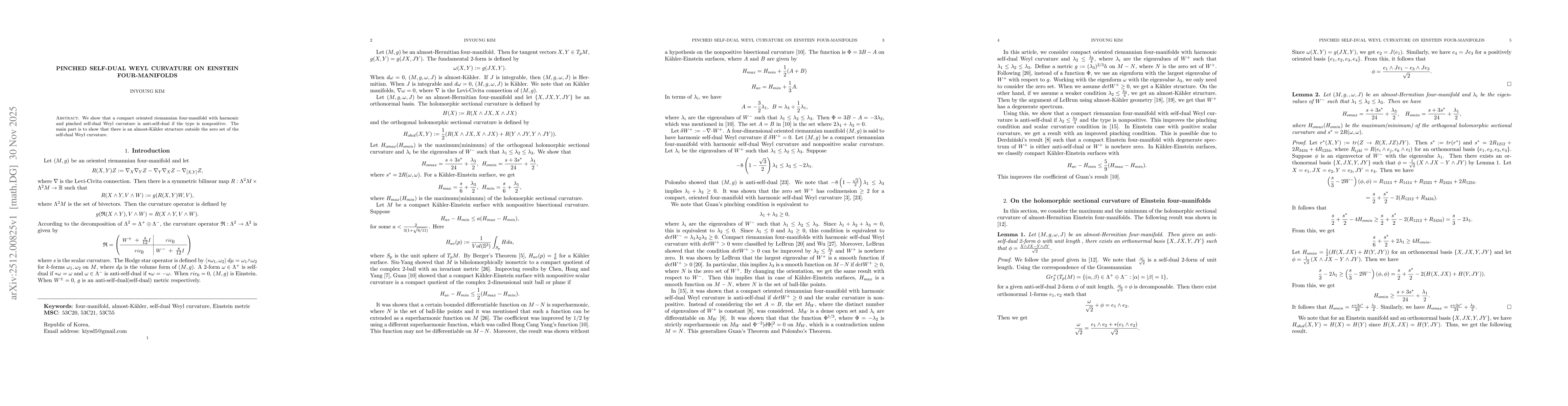 Thumbnail for Pinched self-dual Weyl curvature on Einstein four-manifolds