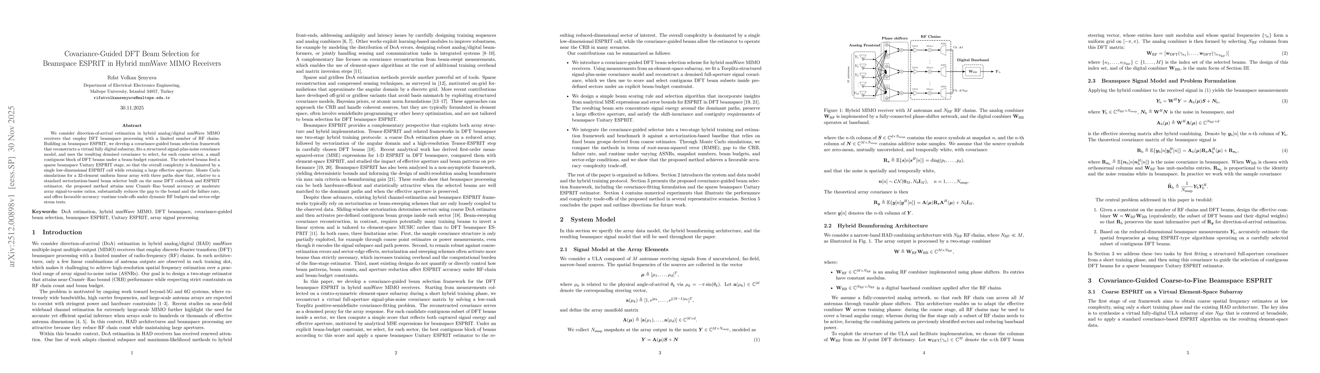 Thumbnail for Covariance-Guided DFT Beam Selection for Beamspace ESPRIT in Hybrid mmWave MIMO Receivers