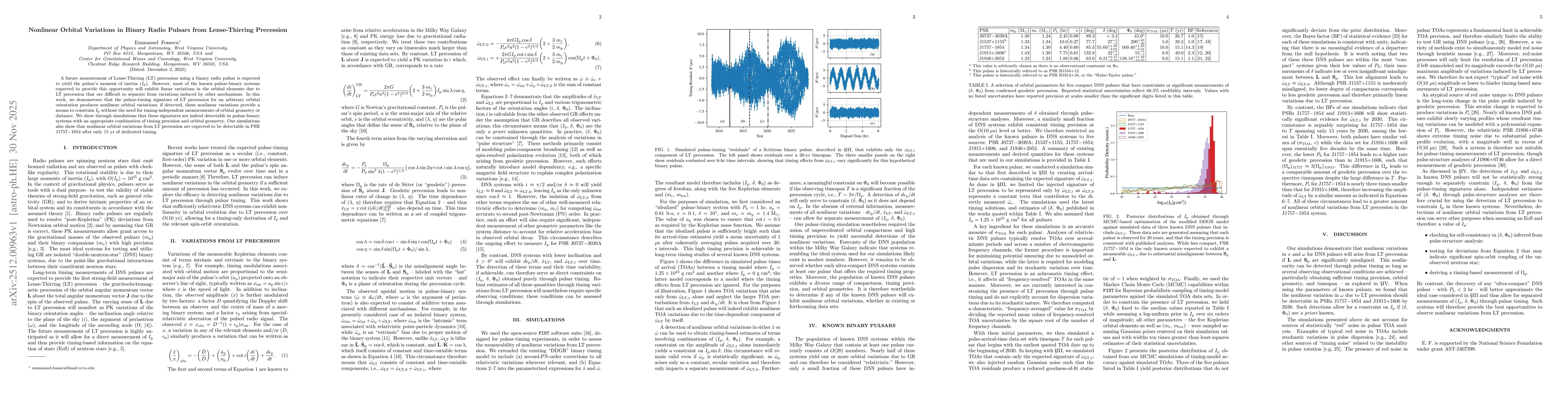 Thumbnail for Nonlinear Orbital Variations in Binary Radio Pulsars from Lense-Thirring Precession
