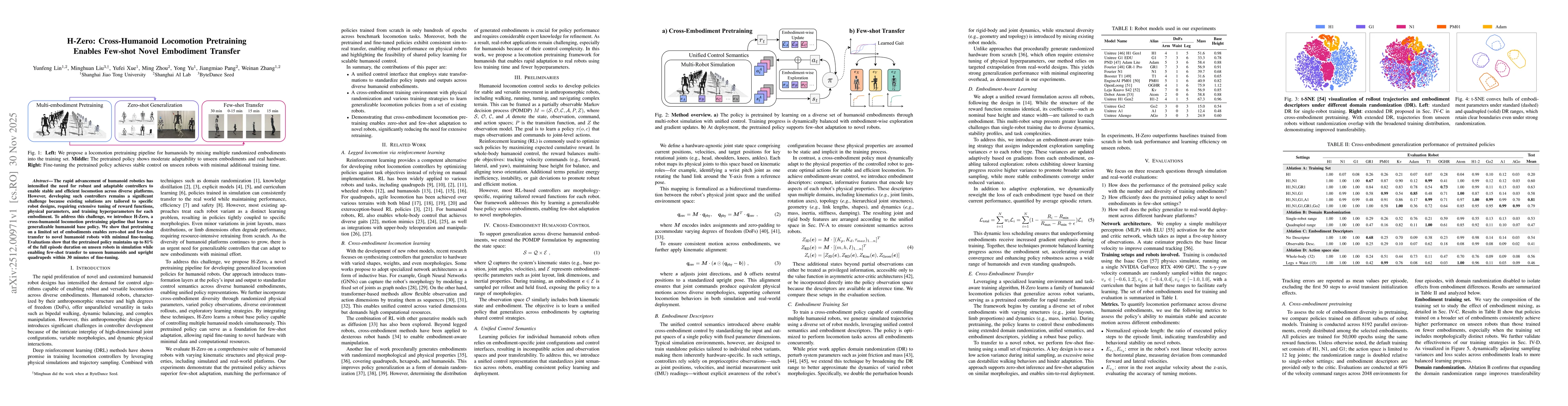 Thumbnail for H-Zero: Cross-Humanoid Locomotion Pretraining Enables Few-shot Novel Embodiment Transfer