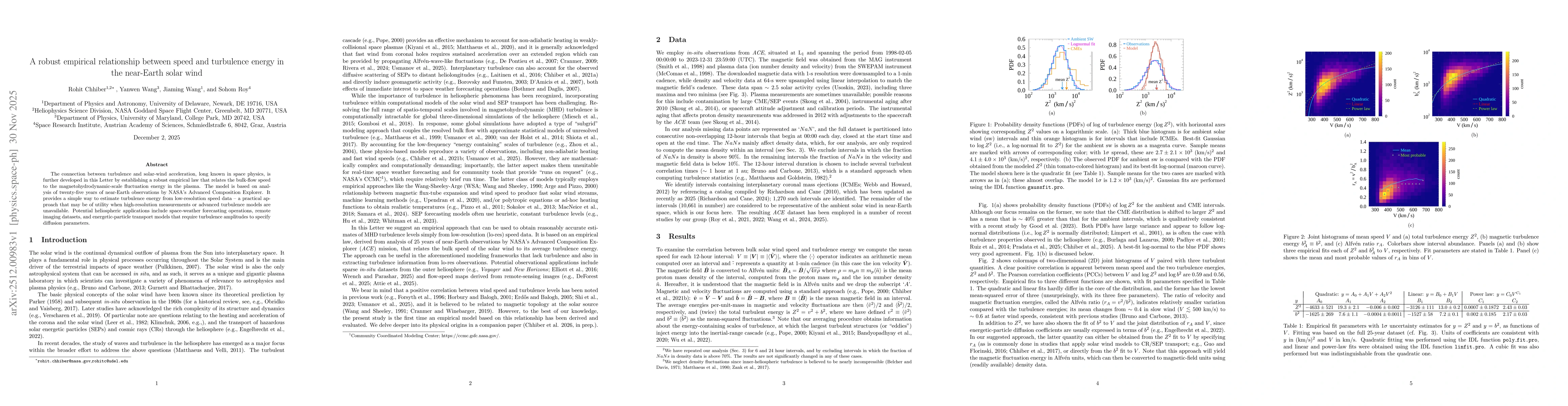 Thumbnail for A robust empirical relationship between speed and turbulence energy in the near-Earth solar wind