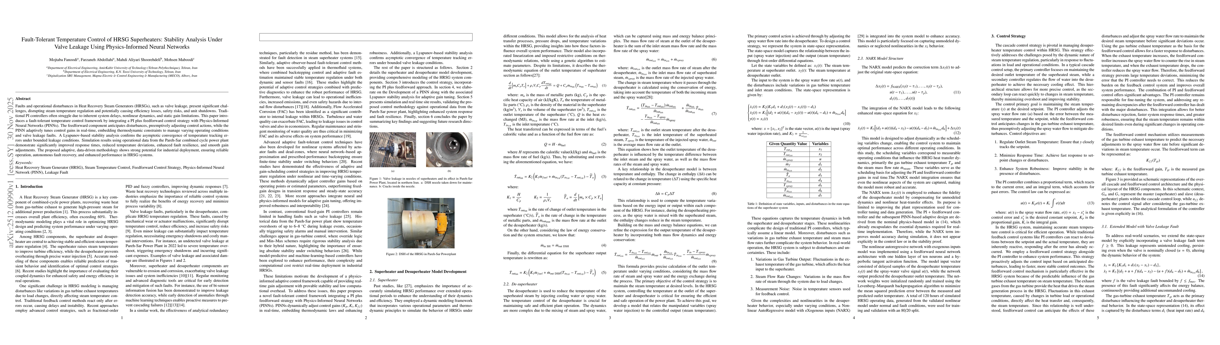 Thumbnail for Fault-Tolerant Temperature Control of HRSG Superheaters: Stability Analysis Under Valve Leakage Using Physics-Informed Neural Networks