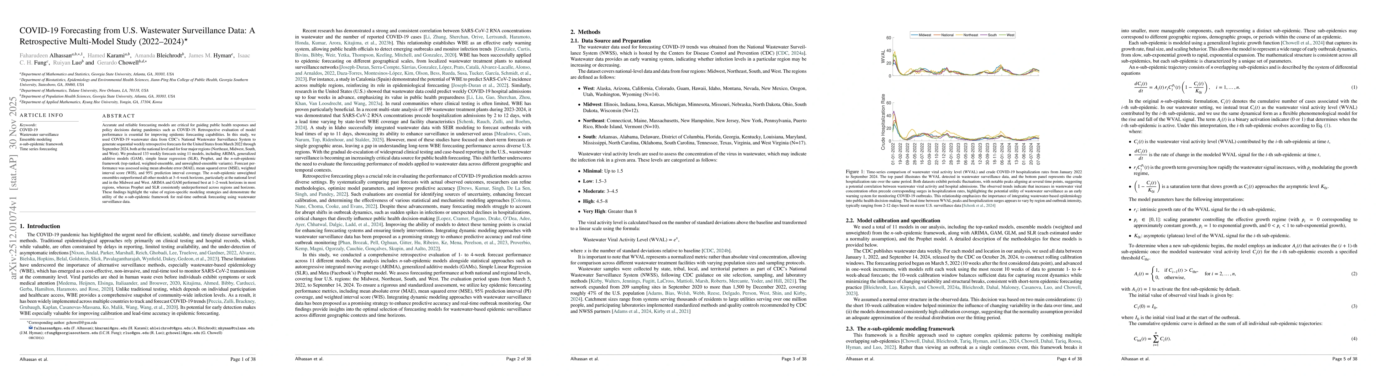 Thumbnail for COVID-19 Forecasting from U.S. Wastewater Surveillance Data: A Retrospective Multi-Model Study (2022-2024)