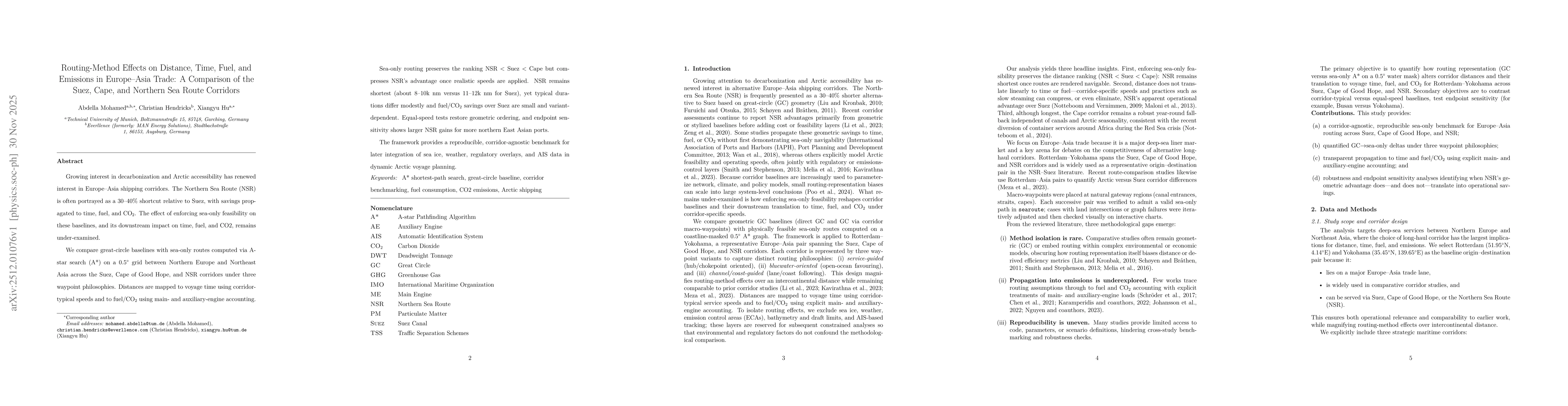 Thumbnail for Routing-Method Effects on Distance, Time, Fuel, and Emissions in Europe-Asia Trade: A Comparison of the Suez, Cape, and Northern Sea Route Corridors