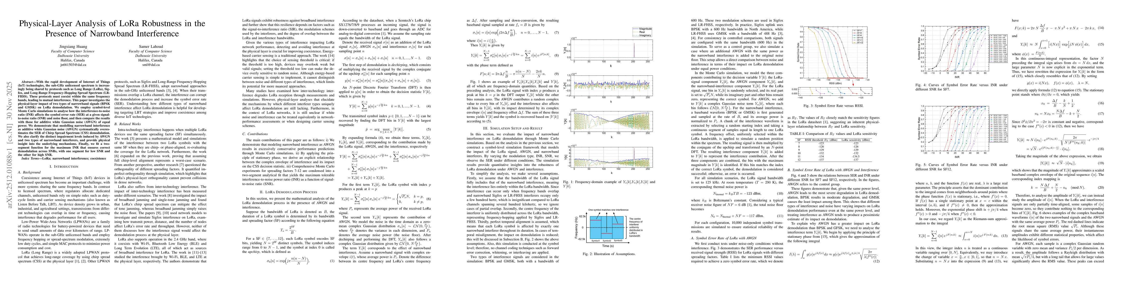 Thumbnail for Physical-Layer Analysis of LoRa Robustness in the Presence of Narrowband Interference