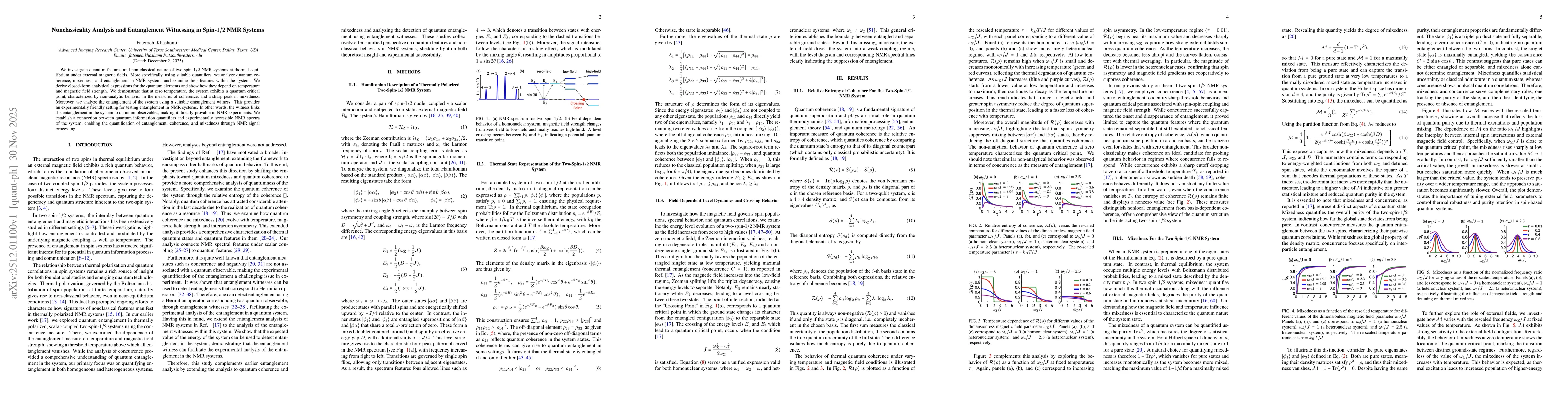 Thumbnail for Nonclassicality Analysis and Entanglement Witnessing in Spin-$1/2$ NMR Systems