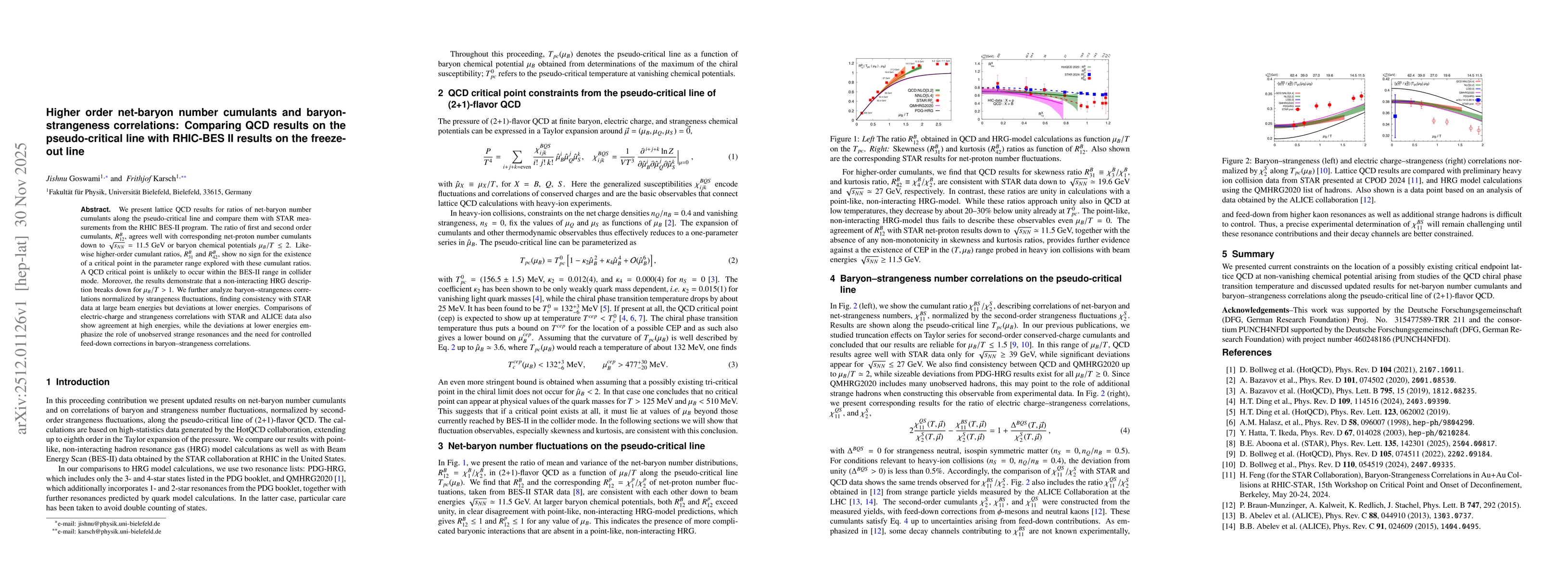 Thumbnail for Higher order net-baryon number cumulants and baryon-strangeness correlations: Comparing QCD results on thepseudo-critical line with RHIC-BES II results on the freeze-out line