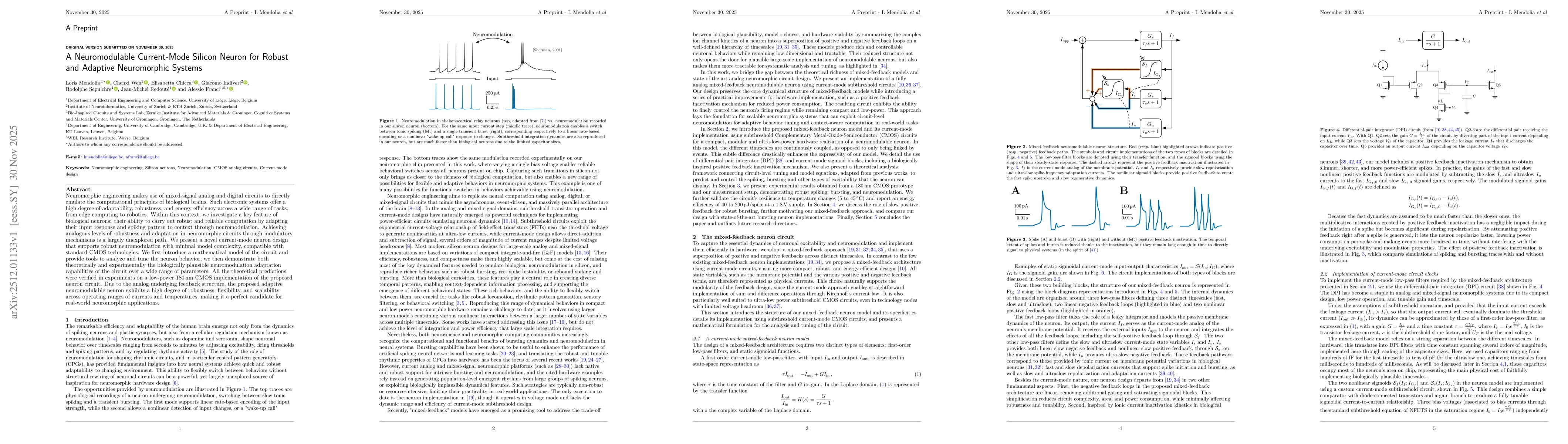 Thumbnail for A Neuromodulable Current-Mode Silicon Neuron for Robust and Adaptive Neuromorphic Systems