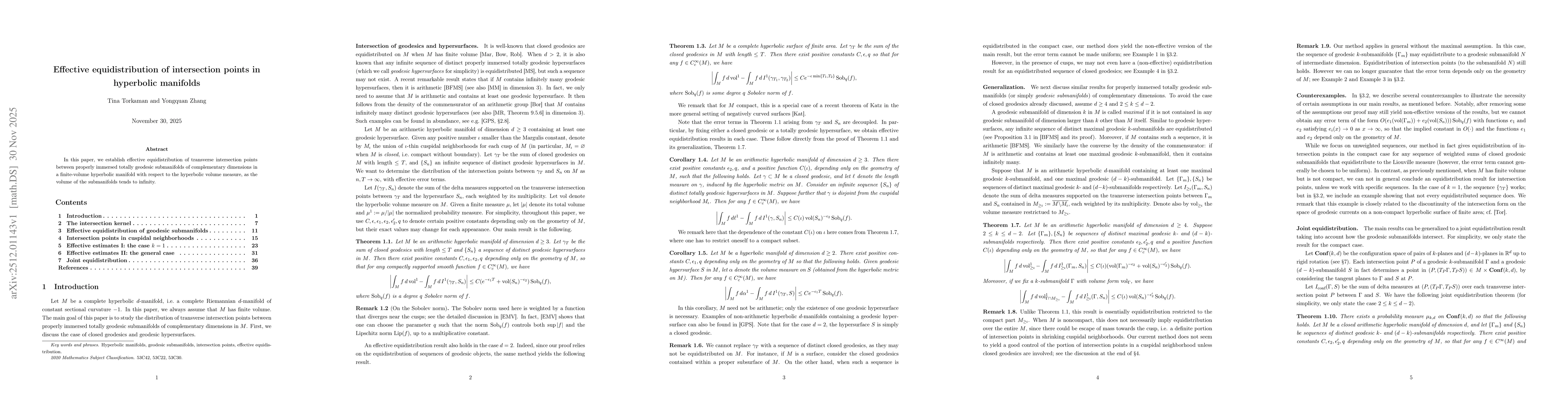 Thumbnail for Effective equidistribution of intersection points in hyperbolic manifolds