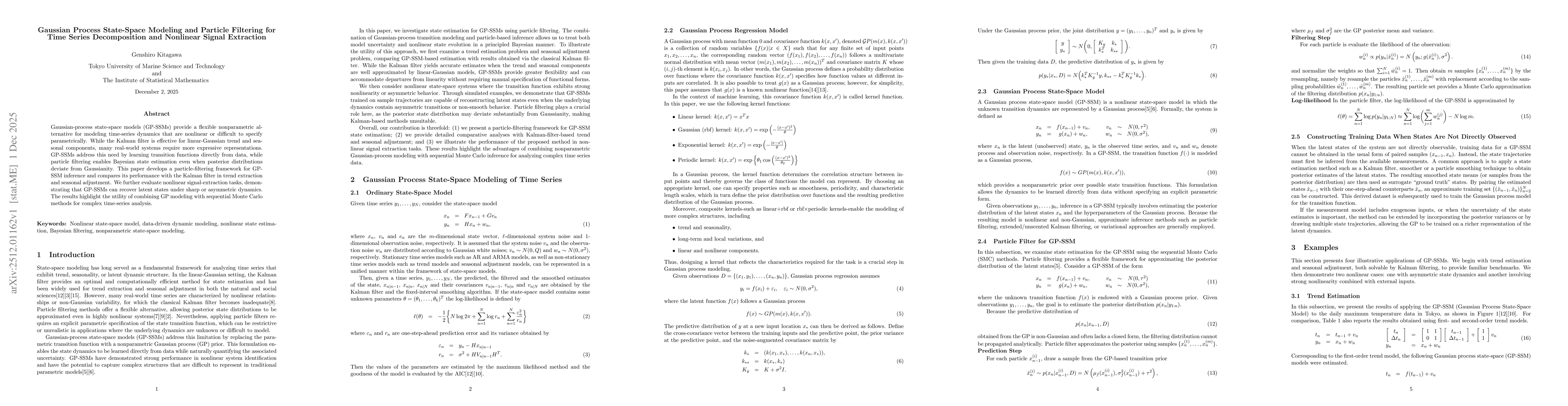 Thumbnail for Gaussian Process State-Space Modeling and Particle Filtering for Time Series Decomposition and Nonlinear Signal Extraction