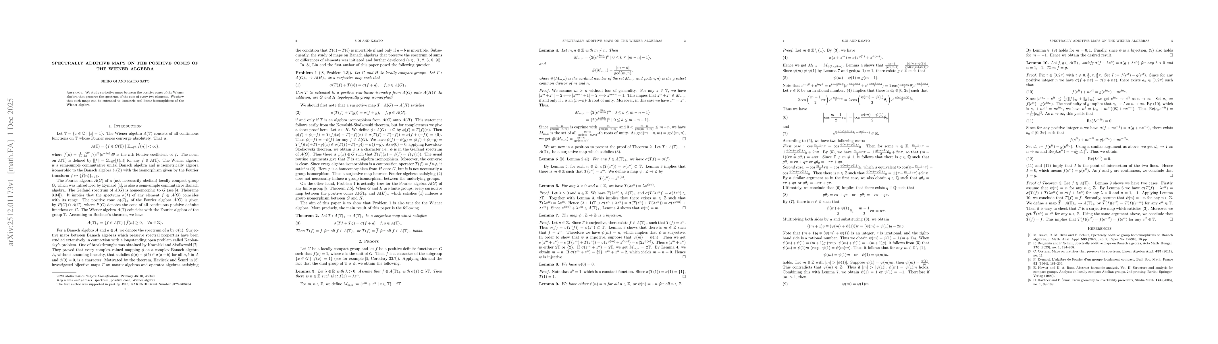 Thumbnail for Spectrally additive maps on the positive cones of the Wiener algebra