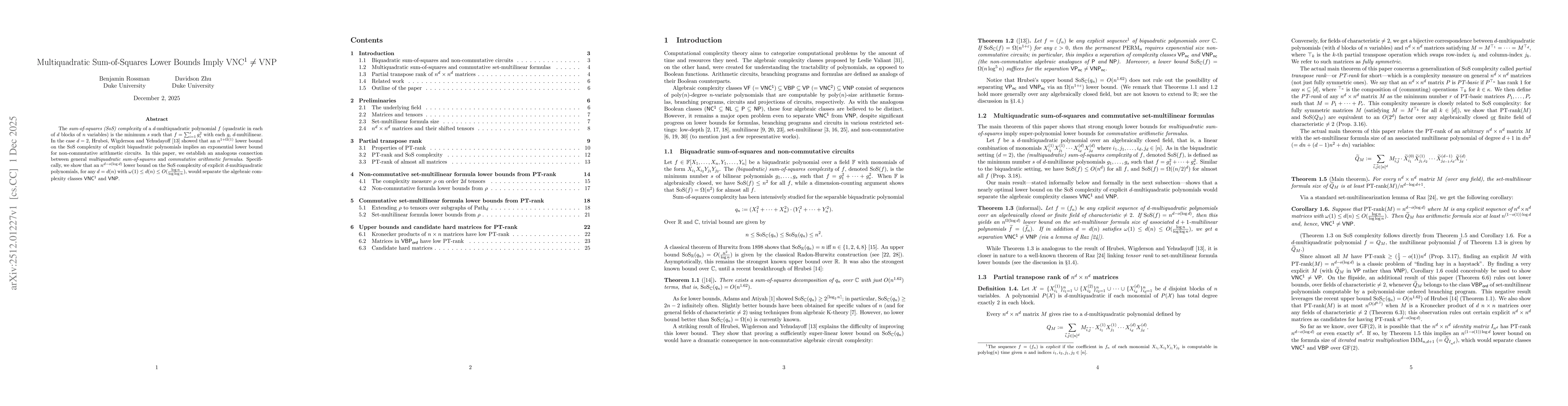 Thumbnail for Multiquadratic Sum-of-Squares Lower Bounds Imply VNC$^1$ $\neq$ VNP