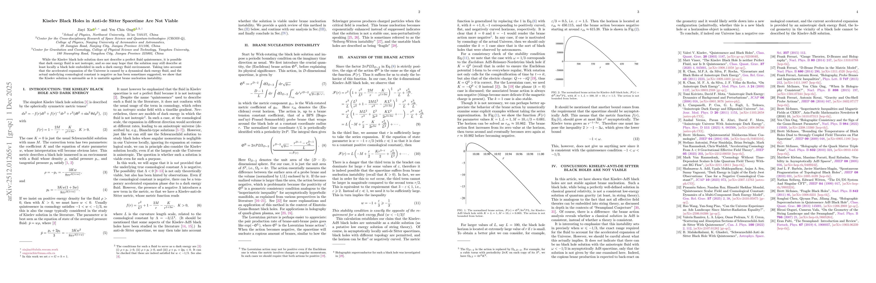 Thumbnail for Kiselev Black Holes in Anti-de Sitter Spacetime Are Not Viable