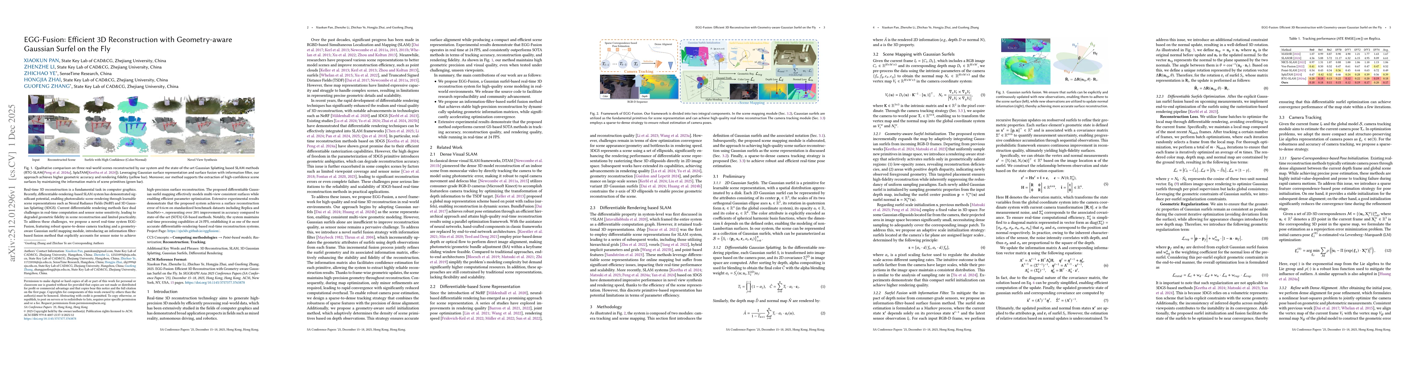 Thumbnail for EGG-Fusion: Efficient 3D Reconstruction with Geometry-aware Gaussian Surfel on the Fly