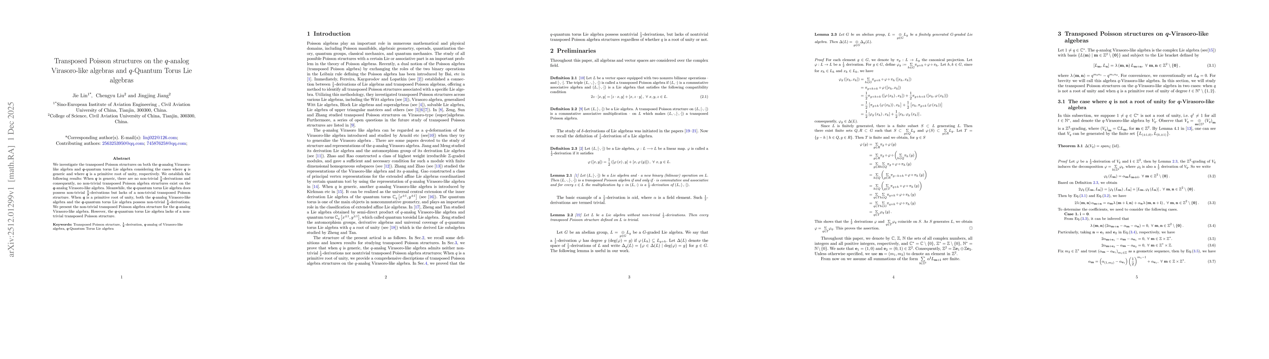 Thumbnail for Transposed Poisson structures on the $q$-analog Virasoro-like algebras and $q$-Quantum Torus Lie algebras