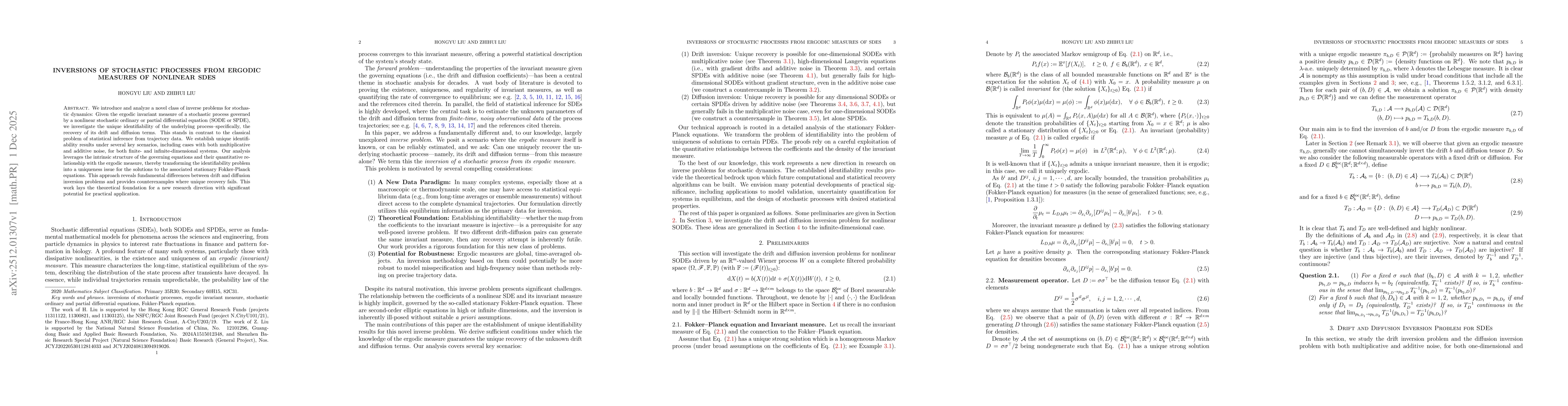 Thumbnail for Inversions of stochastic processes from ergodic measures of Nonlinear SDEs