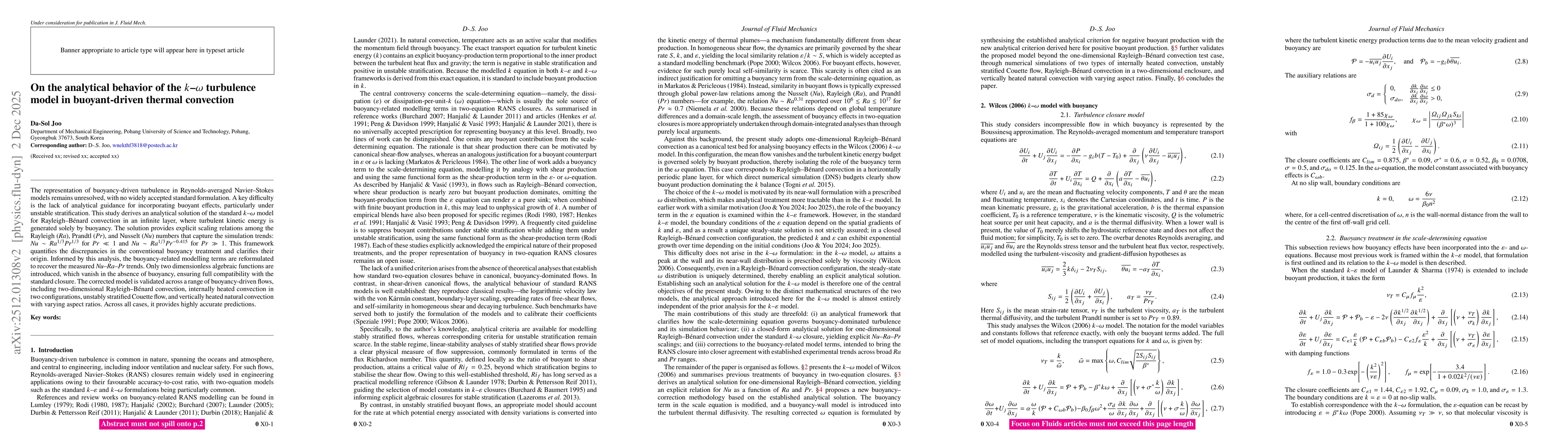 Thumbnail for On the analytical behavior of the $k$--$ω$ turbulence model in buoyant-driven thermal convection