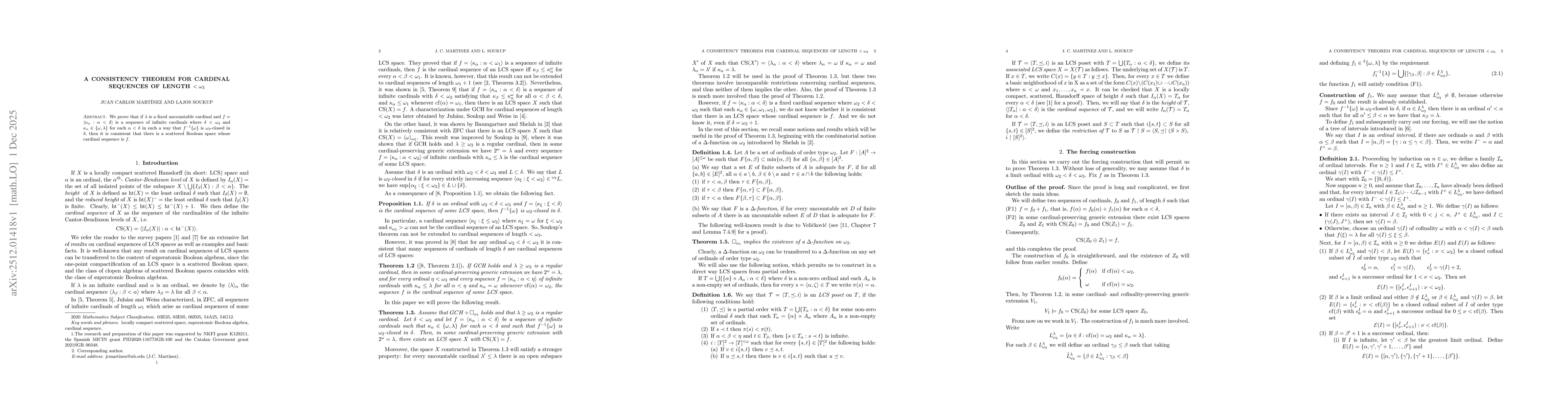 Thumbnail for A consistency theorem for cardinal sequences of length $< ω_3$