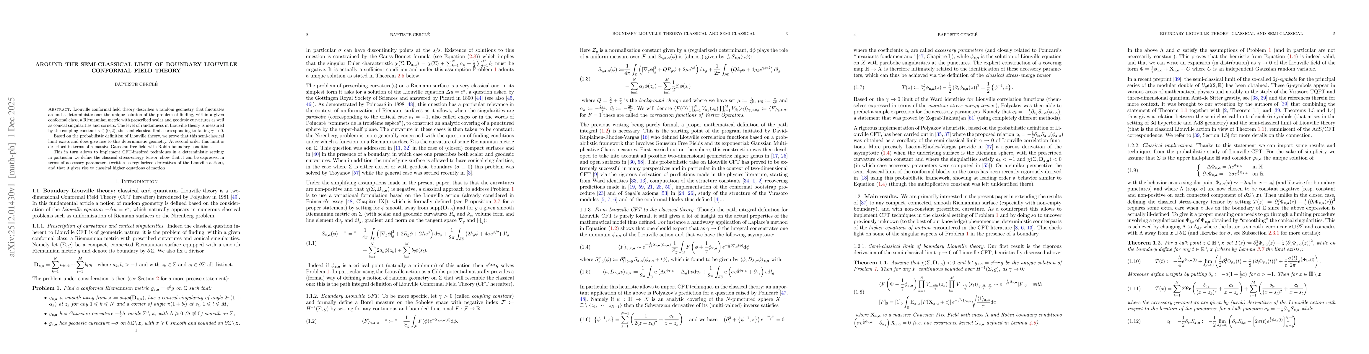Thumbnail for Around the semi-classical limit of boundary Liouville conformal field theory