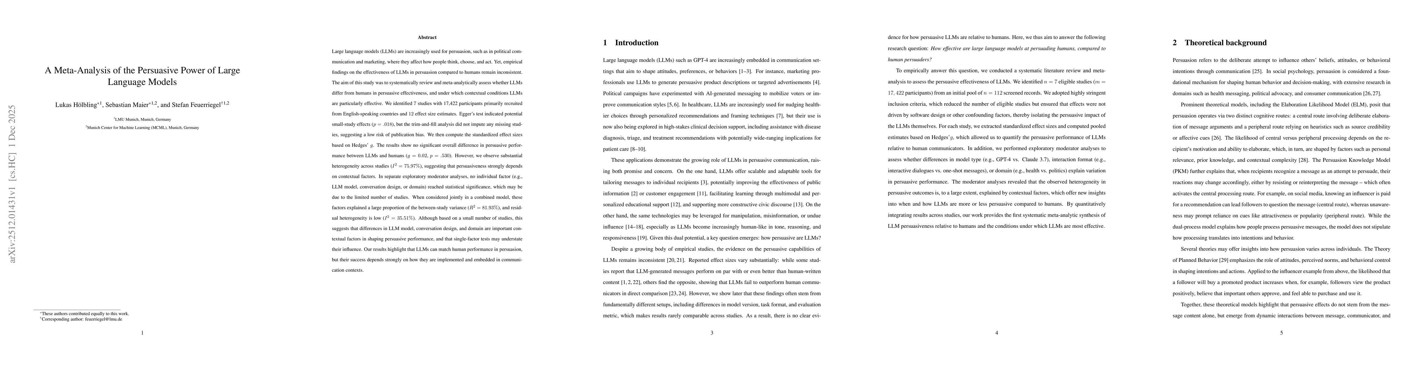 Thumbnail for A Meta-Analysis of the Persuasive Power of Large Language Models