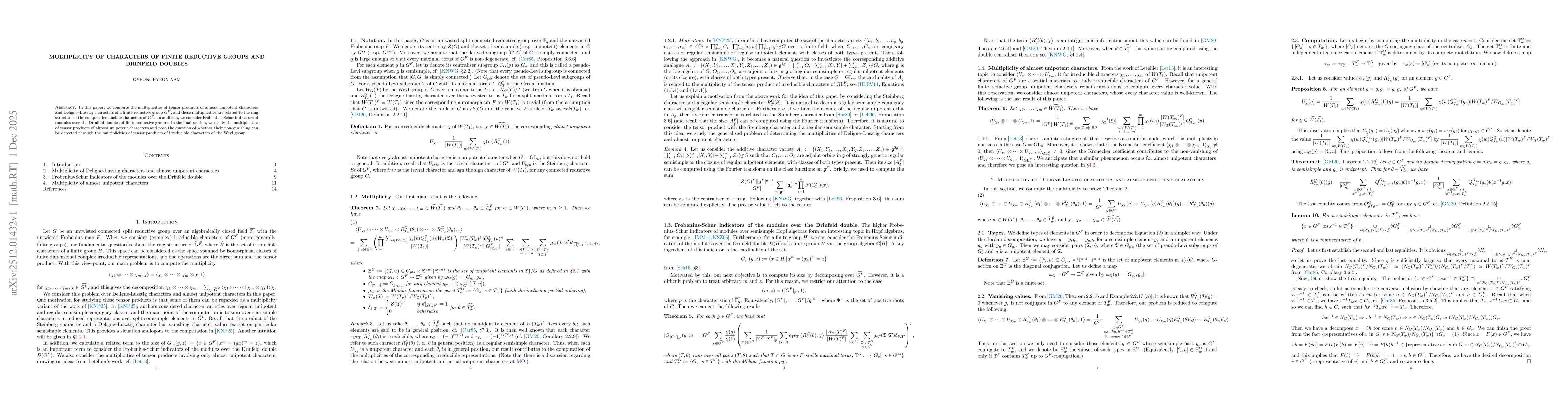 Thumbnail for Multiplicity of characters of finite reductive groups and Drinfeld doubles