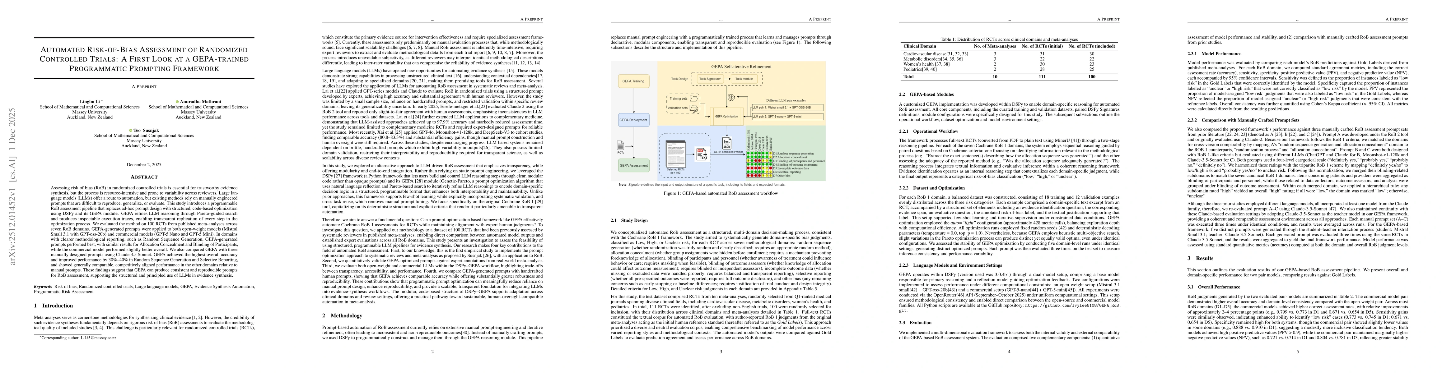 Thumbnail for Automated Risk-of-Bias Assessment of Randomized Controlled Trials: A First Look at a GEPA-trained Programmatic Prompting Framework