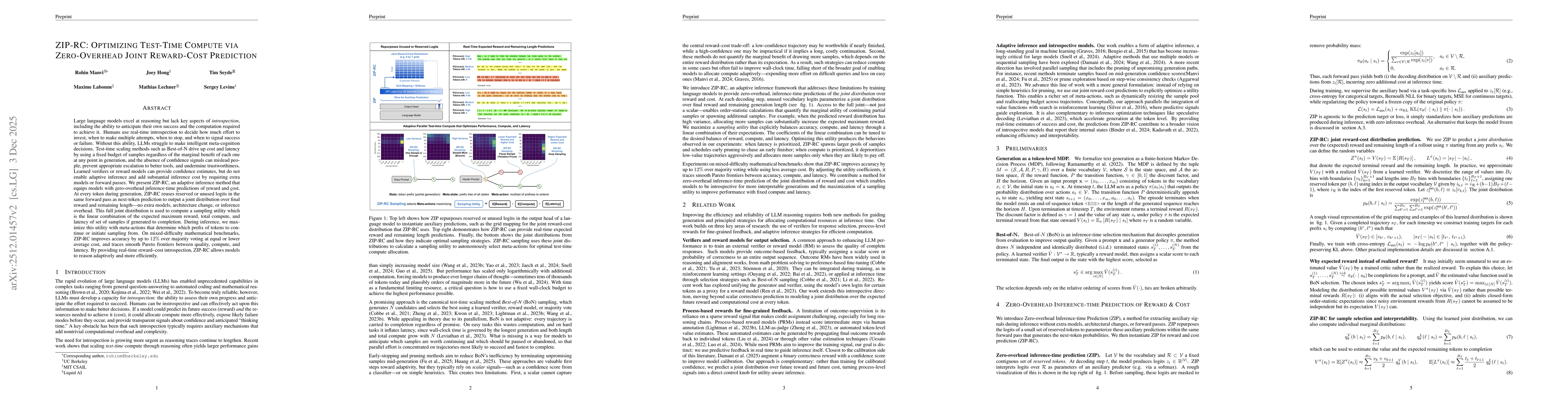 Thumbnail for ZIP-RC: Zero-overhead Inference-time Prediction of Reward and Cost for Adaptive and Interpretable Generation