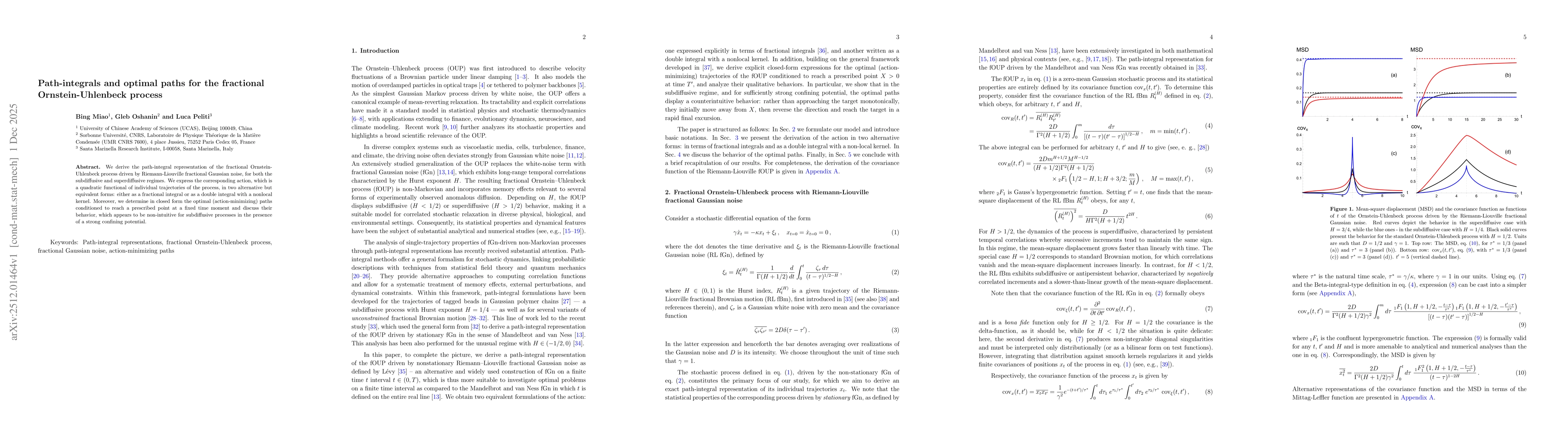 Thumbnail for Path-integrals and optimal paths for the fractional Ornstein-Uhlenbeck process