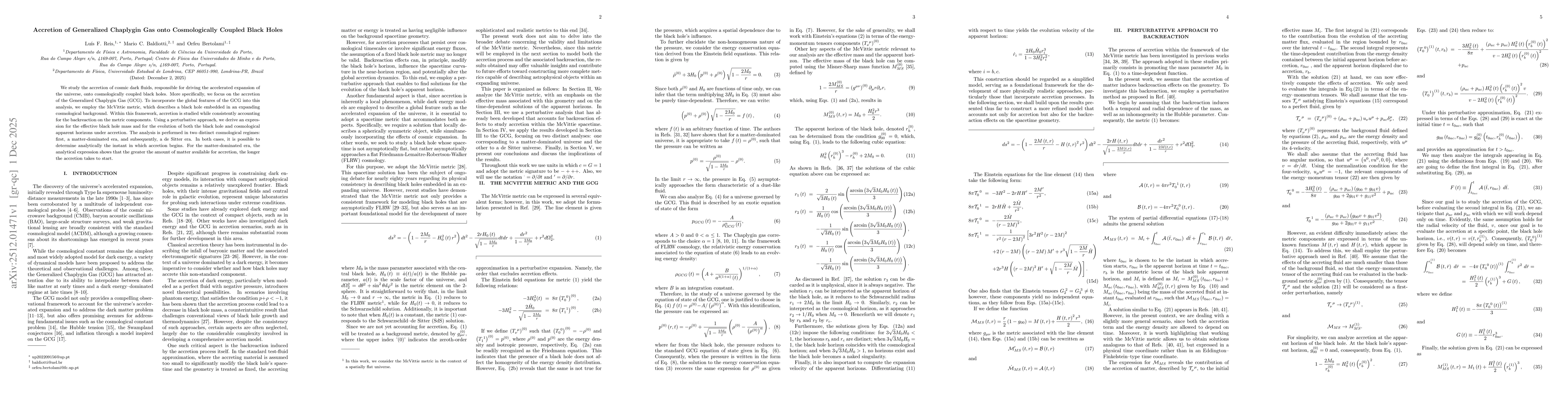 Thumbnail for Accretion of Generalized Chaplygin Gas onto Cosmologically Coupled Black Holes