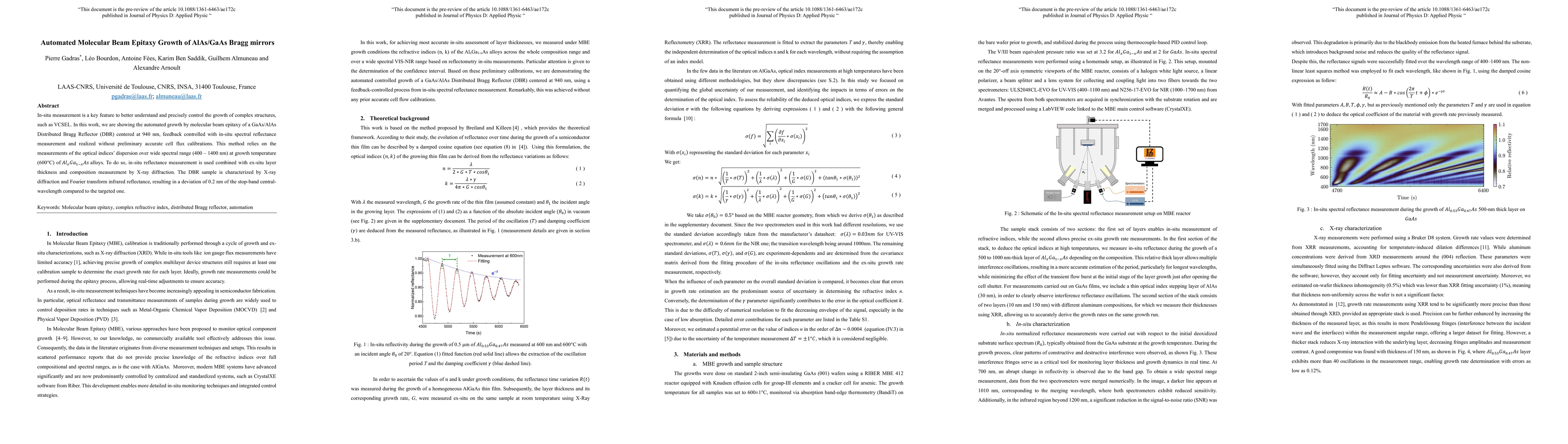 Thumbnail for Optical refractive index measurements of AlGaAs at high temperature for fully automated molecular beam epitaxy growth of Bragg mirrors