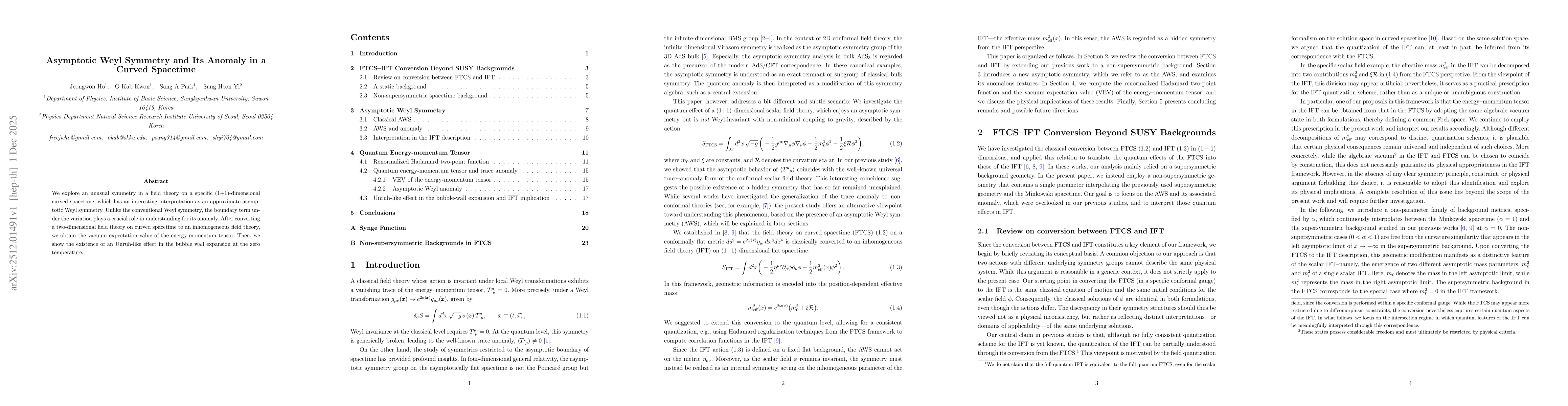 Thumbnail for Asymptotic Weyl Symmetry and Its Anomaly in a Curved Spacetime