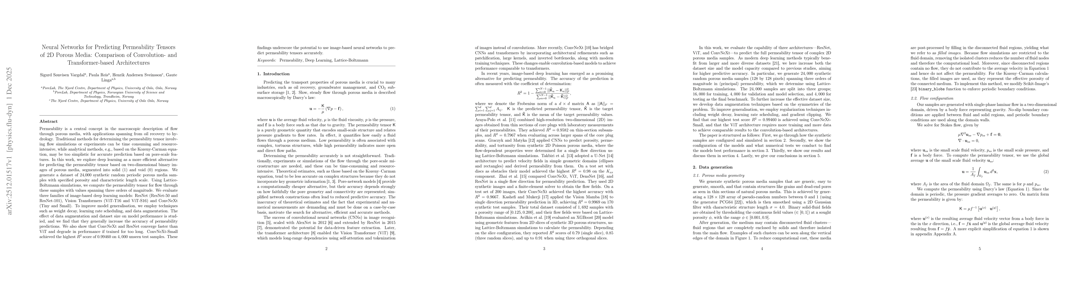 Thumbnail for Neural Networks for Predicting Permeability Tensors of 2D Porous Media: Comparison of Convolution- and Transformer-based Architectures
