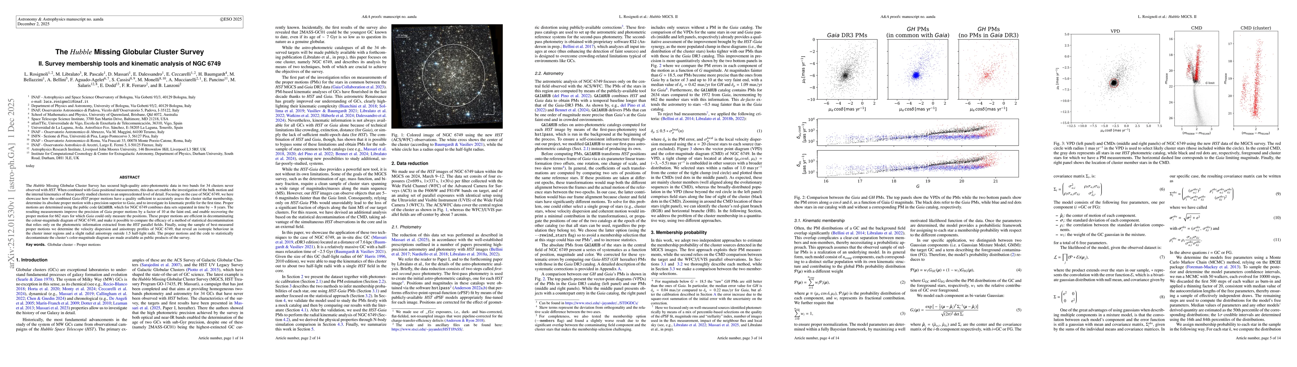 Thumbnail for The Hubble Missing Globular Cluster Survey. II. Survey membership tools and kinematic analysis of NGC 6749