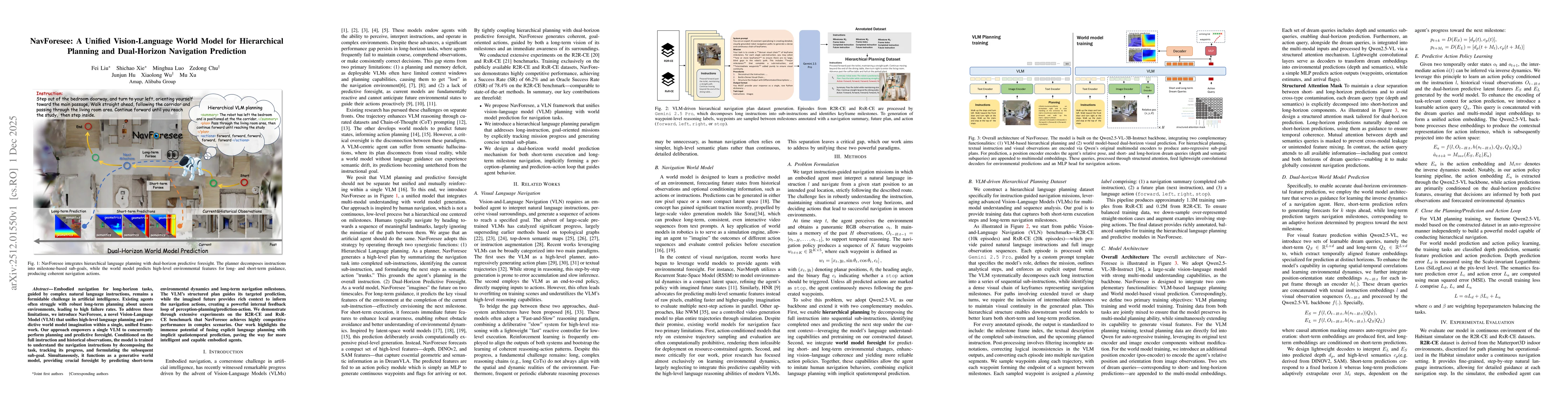 Thumbnail for NavForesee: A Unified Vision-Language World Model for Hierarchical Planning and Dual-Horizon Navigation Prediction