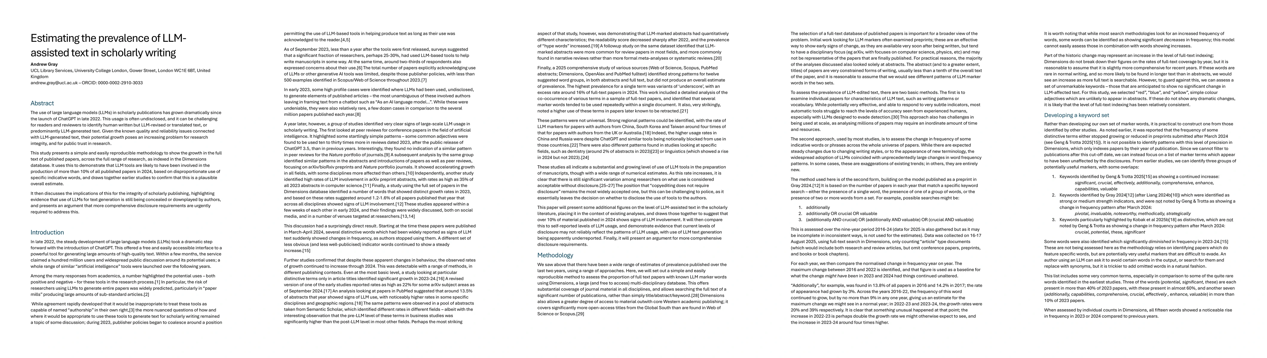 Thumbnail for Estimating the prevalence of LLM-assisted text in scholarly writing
