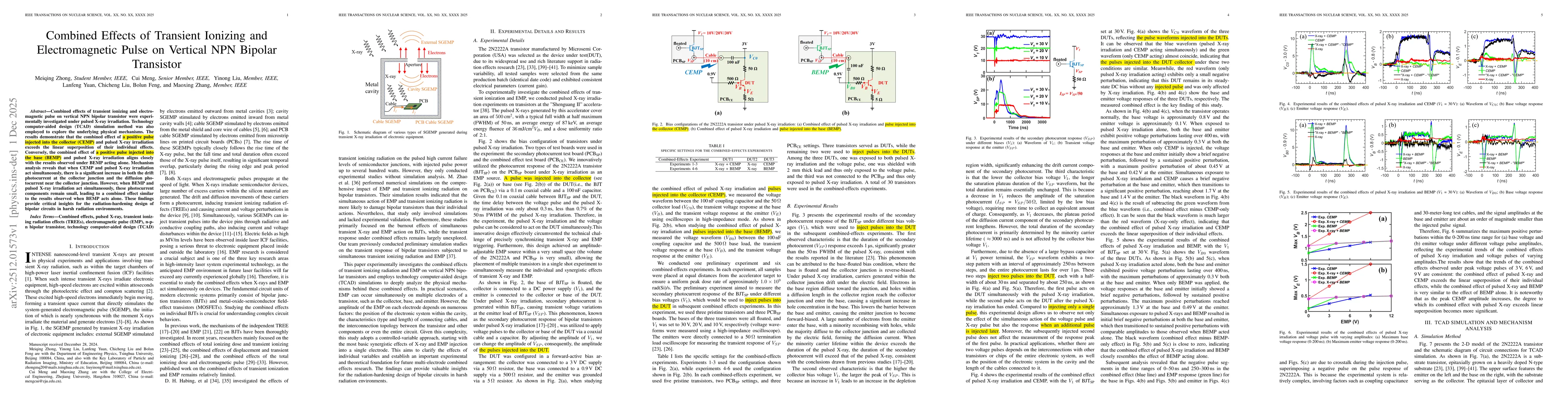 Thumbnail for Combined Effects of Transient Ionizing and Electromagnetic Pulse on Vertical NPN Bipolar Transistor
