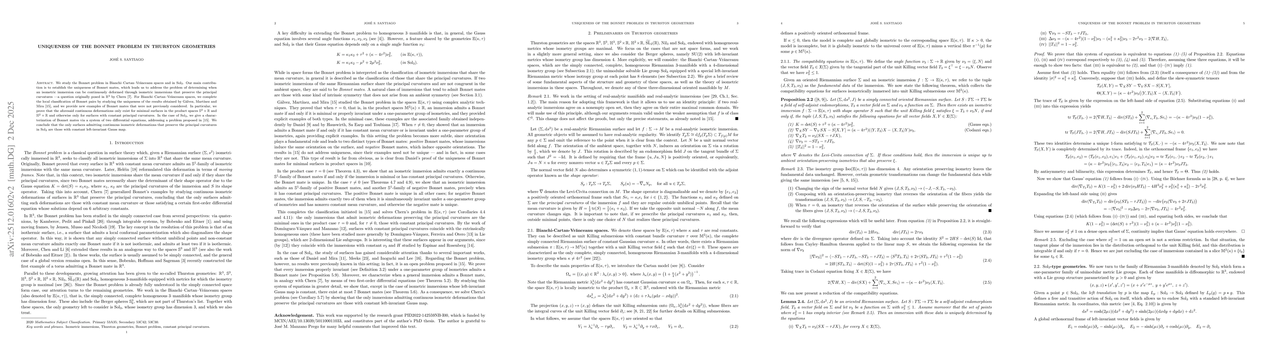 Thumbnail for Uniqueness of the Bonnet problem in Thurston geometries