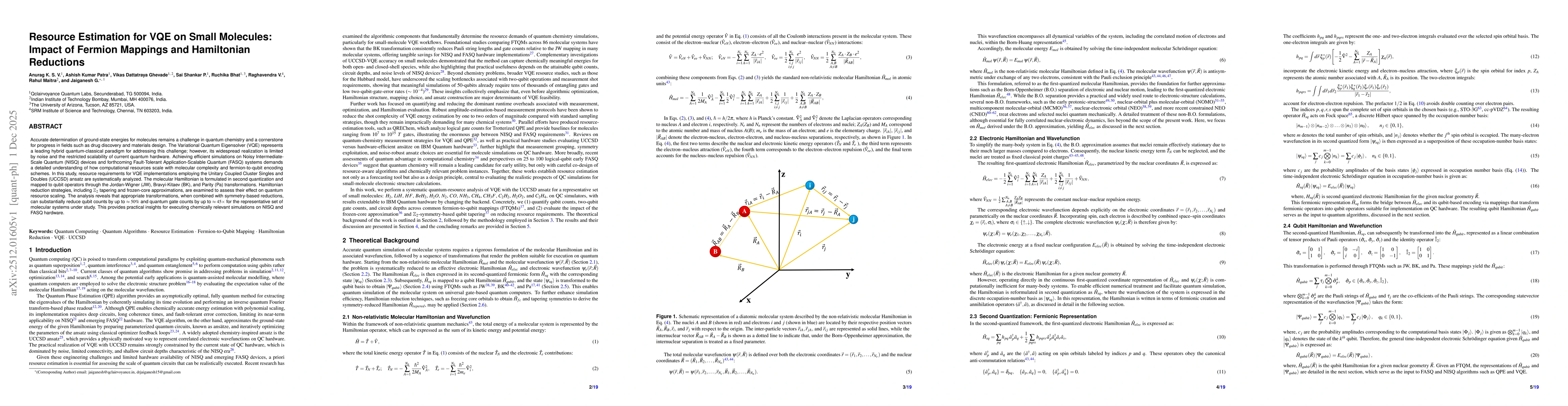 Thumbnail for Resource Estimation for VQE on Small Molecules: Impact of Fermion Mappings and Hamiltonian Reductions