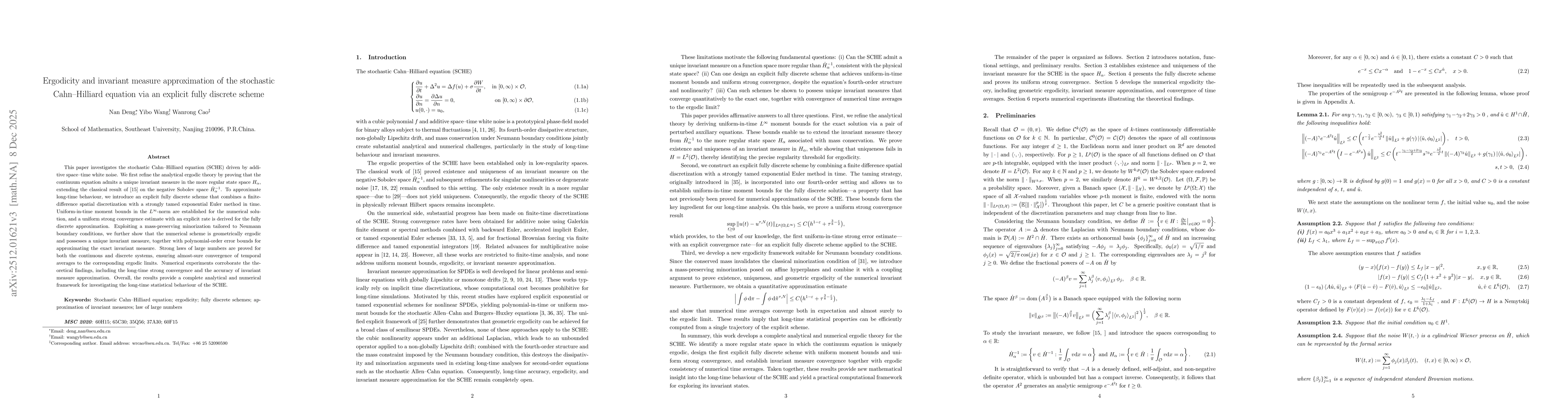 Thumbnail for Ergodicity and invariant measure approximation of the stochastic Cahn-Hilliard equation via an explicit fully discrete scheme