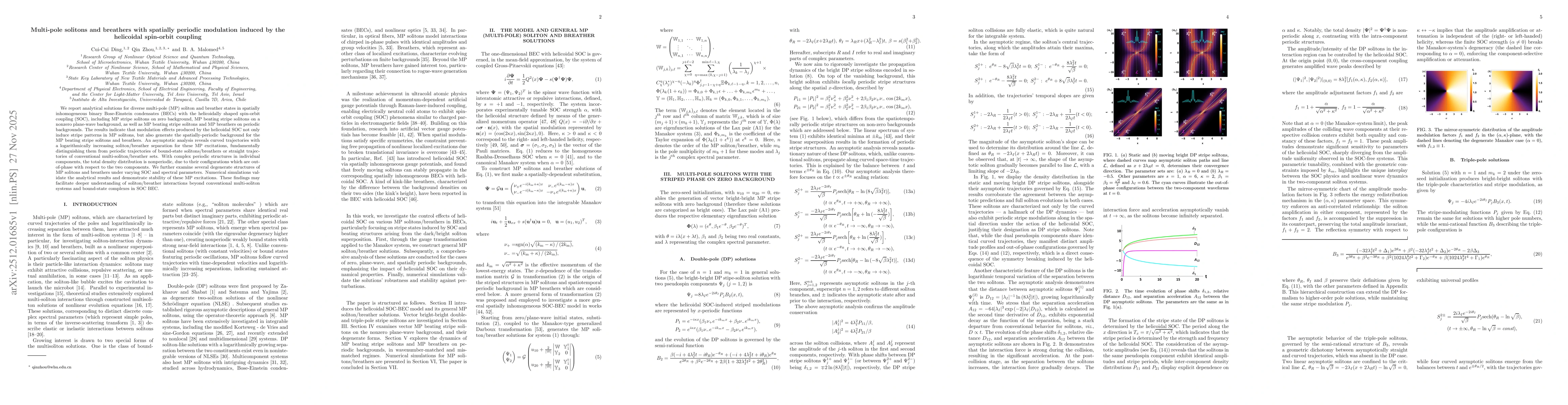 Thumbnail for Multi-pole solitons and breathers with spatially periodic modulation induced by the helicoidal spin-orbit coupling