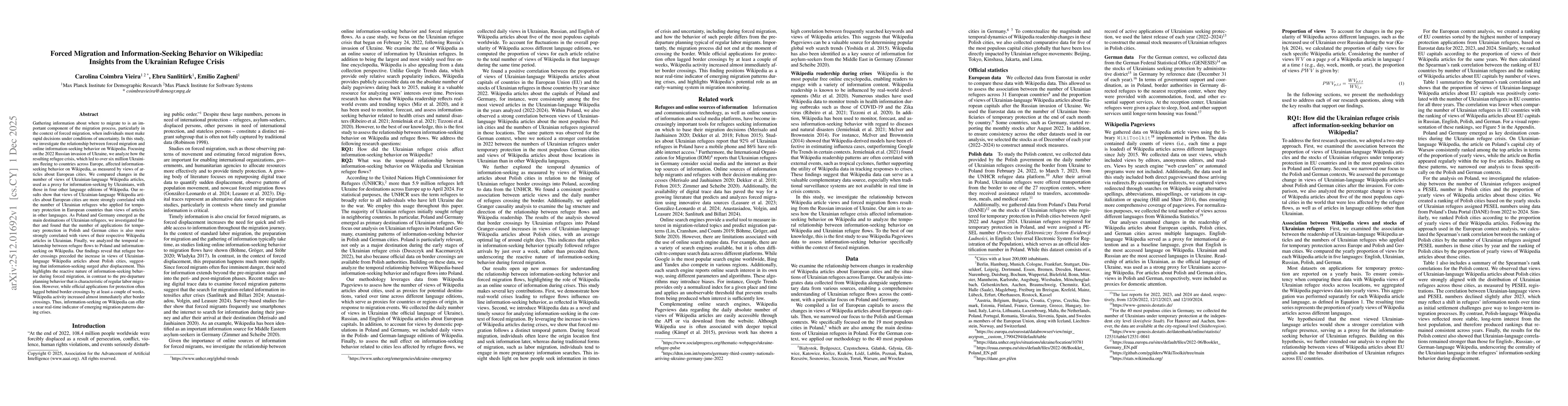 Thumbnail for Forced Migration and Information-Seeking Behavior on Wikipedia: Insights from the Ukrainian Refugee Crisis