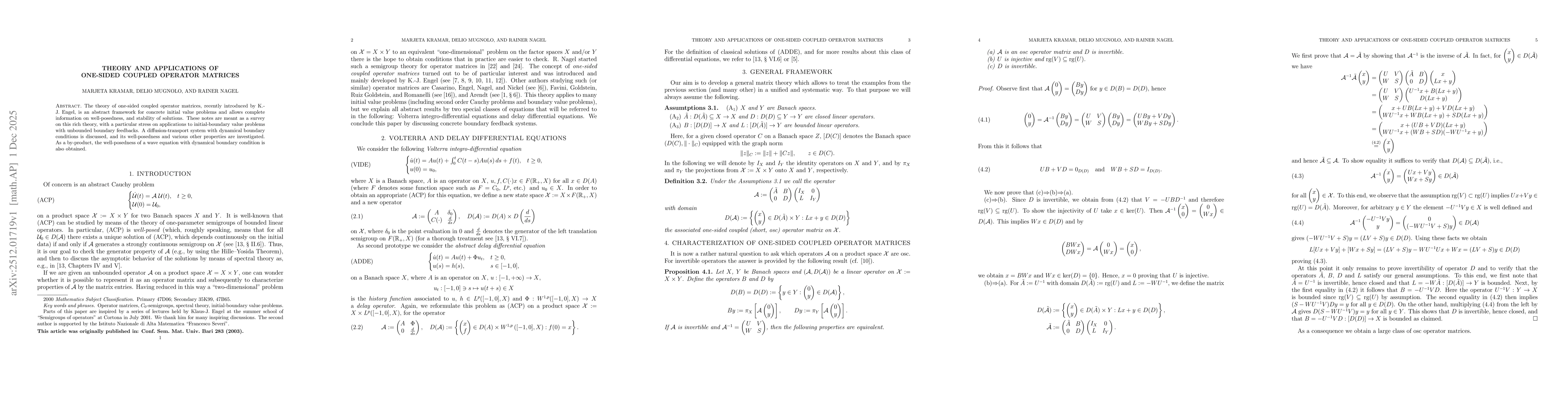Thumbnail for Theory And Applications Of One-Sided Coupled Operator Matrices