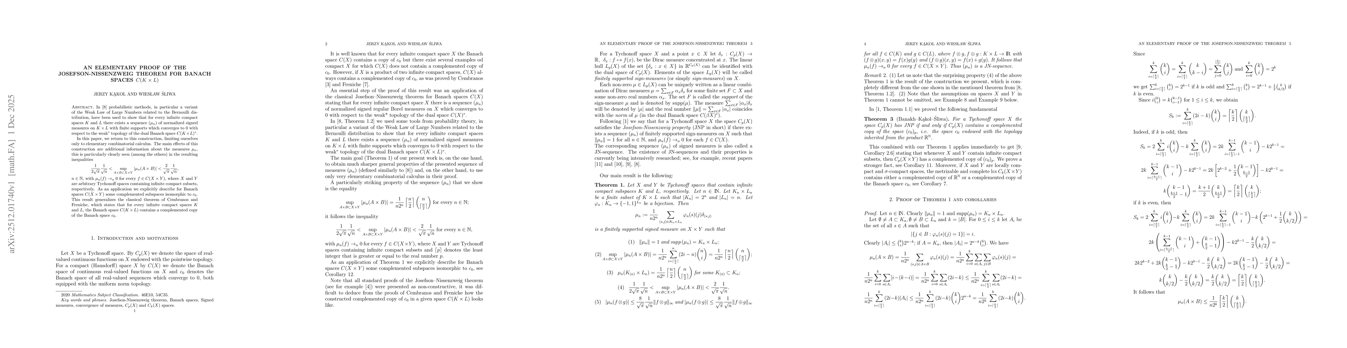Thumbnail for An Elementary Proof Of The Josefson-Nissenzweig Theorem For Banach Spaces C(KxL)