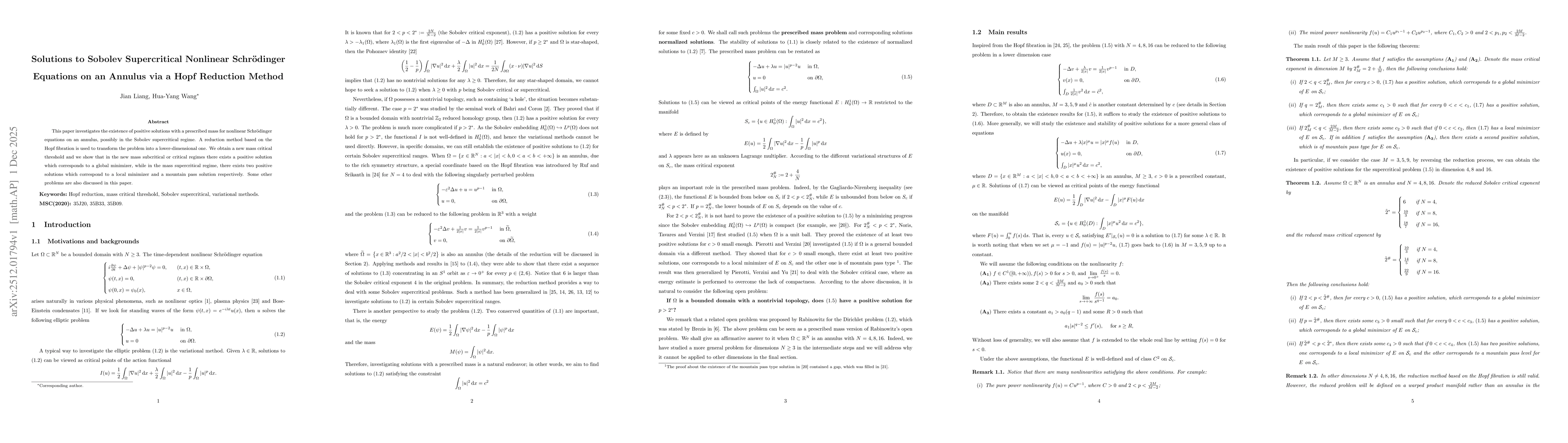 Thumbnail for Solutions to Sobolev Supercritical Nonlinear Schrodinger Equations on an Annulus via a Hopf Reduction Method