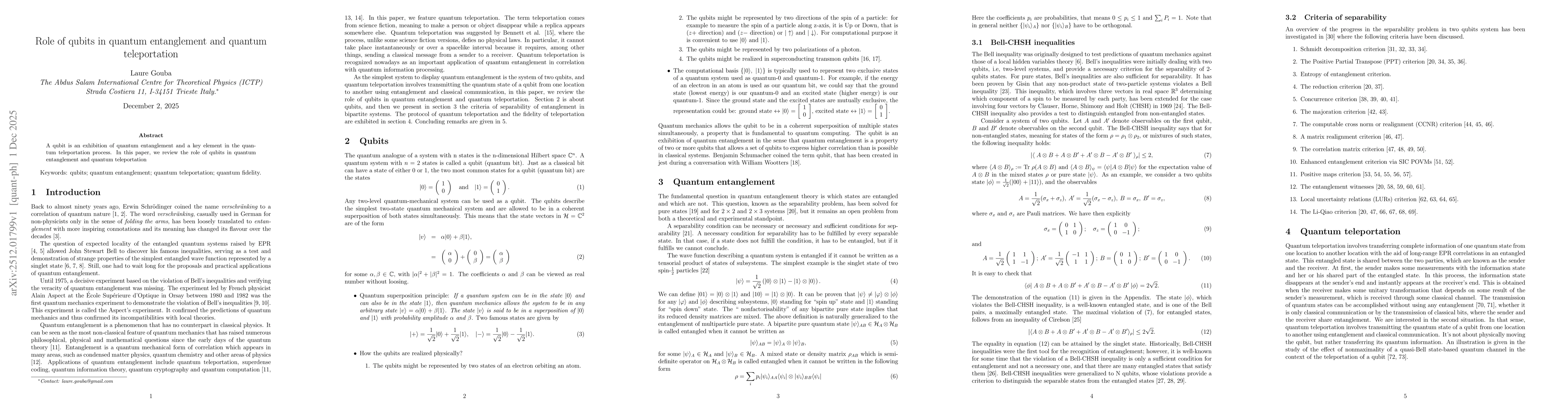 Thumbnail for Role of qubits in quantum entanglement and quantum teleportation