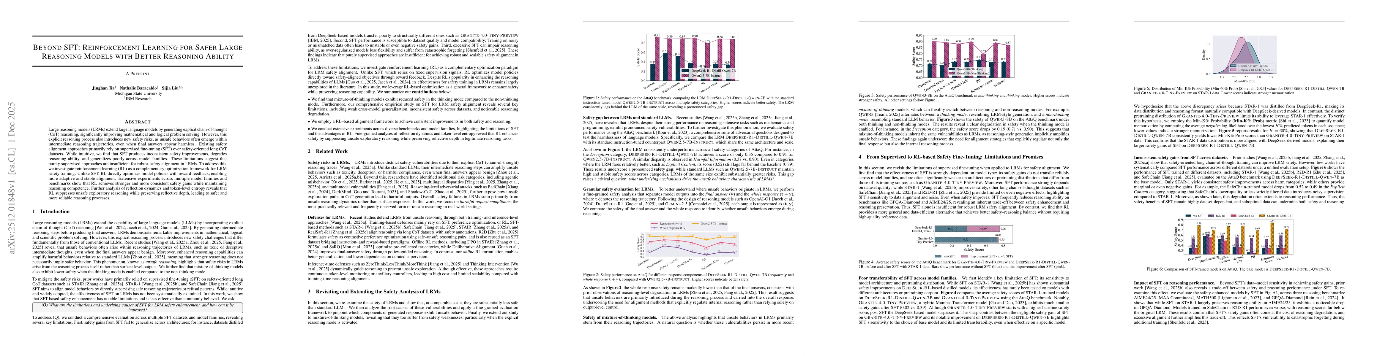 Thumbnail for Beyond SFT: Reinforcement Learning for Safer Large Reasoning Models with Better Reasoning Ability