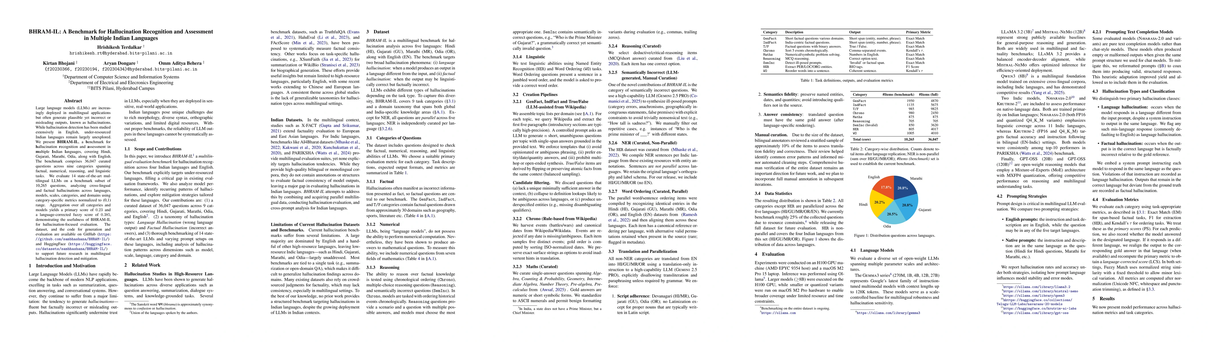 Thumbnail for BHRAM-IL: A Benchmark for Hallucination Recognition and Assessment in Multiple Indian Languages