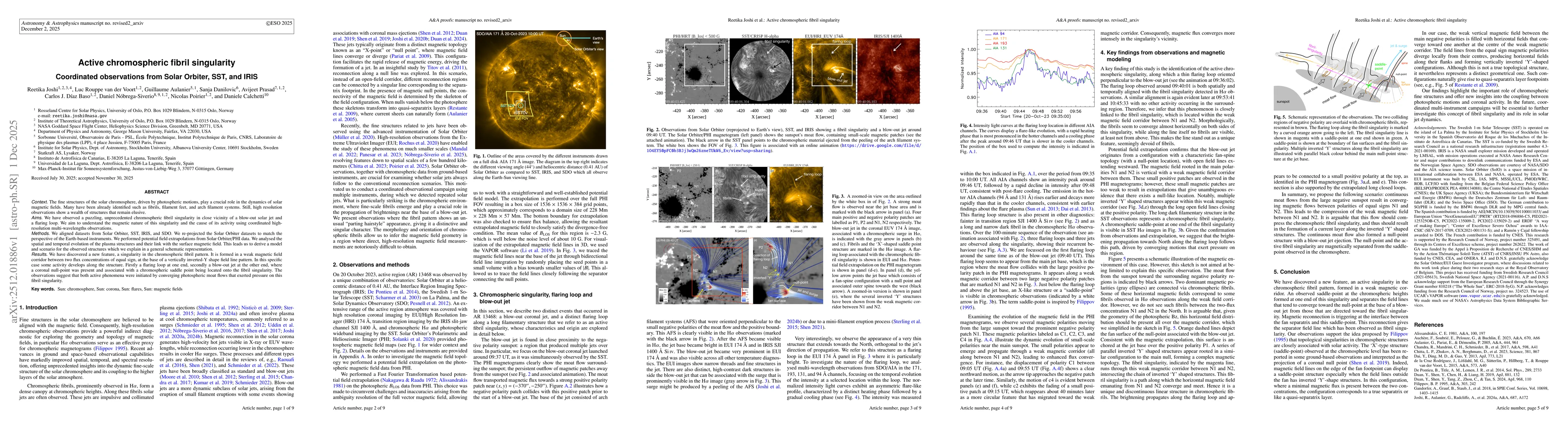 Thumbnail for Active chromospheric fibril singularity: Coordinated observations from Solar Orbiter, SST, and IRIS