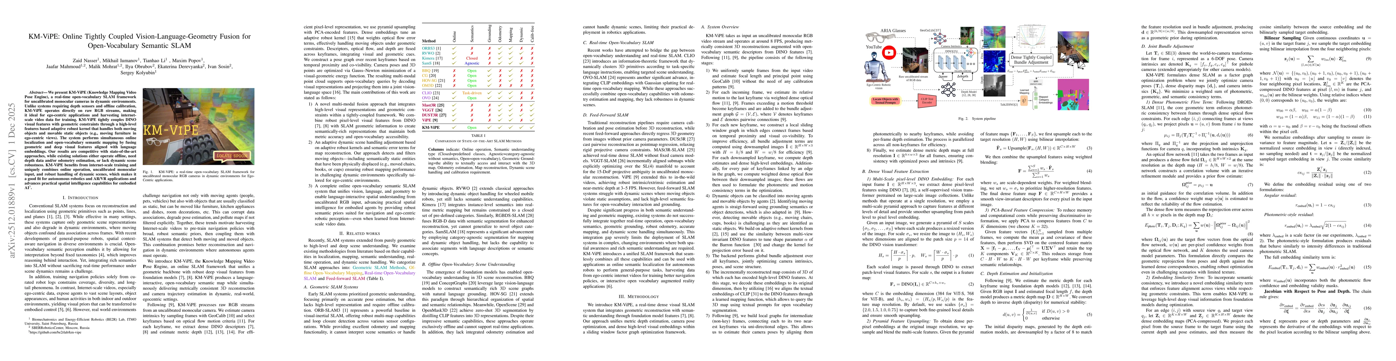 Thumbnail for KM-ViPE: Online Tightly Coupled Vision-Language-Geometry Fusion for Open-Vocabulary Semantic SLAM